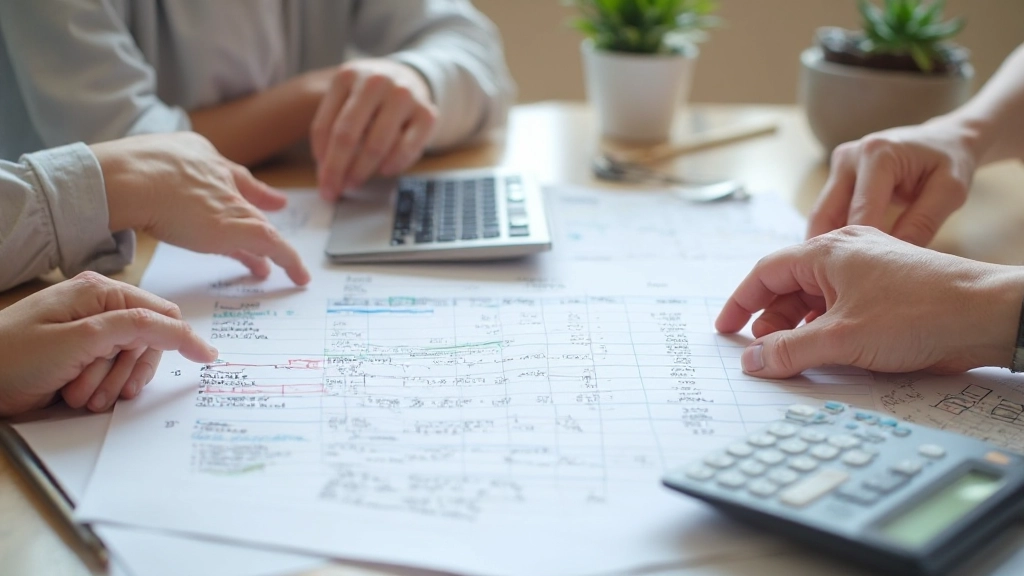 Plano de orçamento mensal com categorias de despesas e metas de poupança